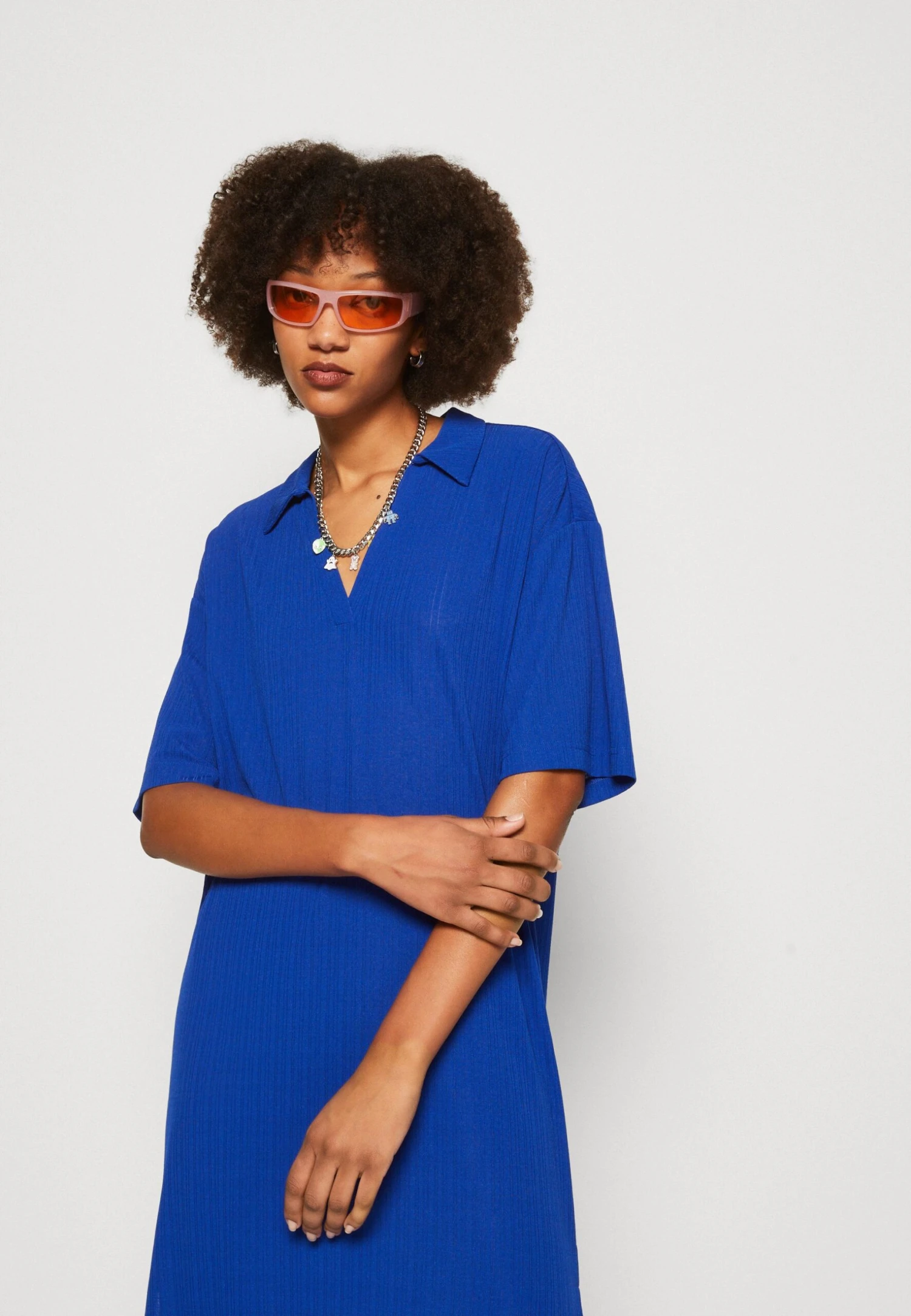 Monki Robe En Jersey - Bright Cobolt Blue – Image 4