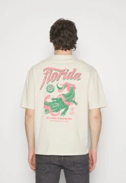 YOURTURN Crocodile Florida Graphic Tee Unisex - T-Shirt Imprimé - Beige