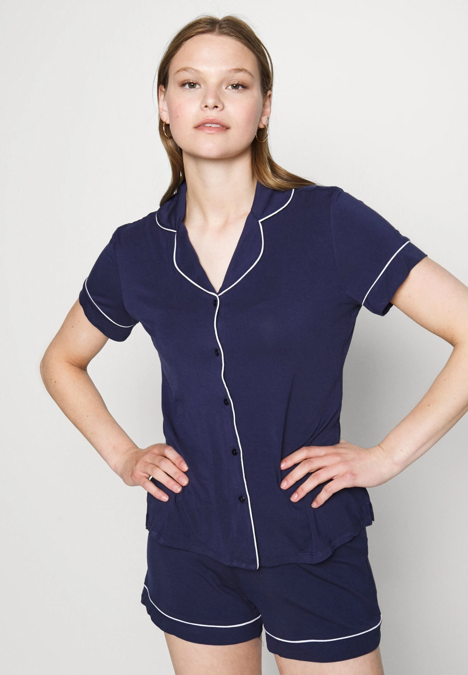 Anna Field Button Through Pj Set - Pyjama - Blue/White – Image 4