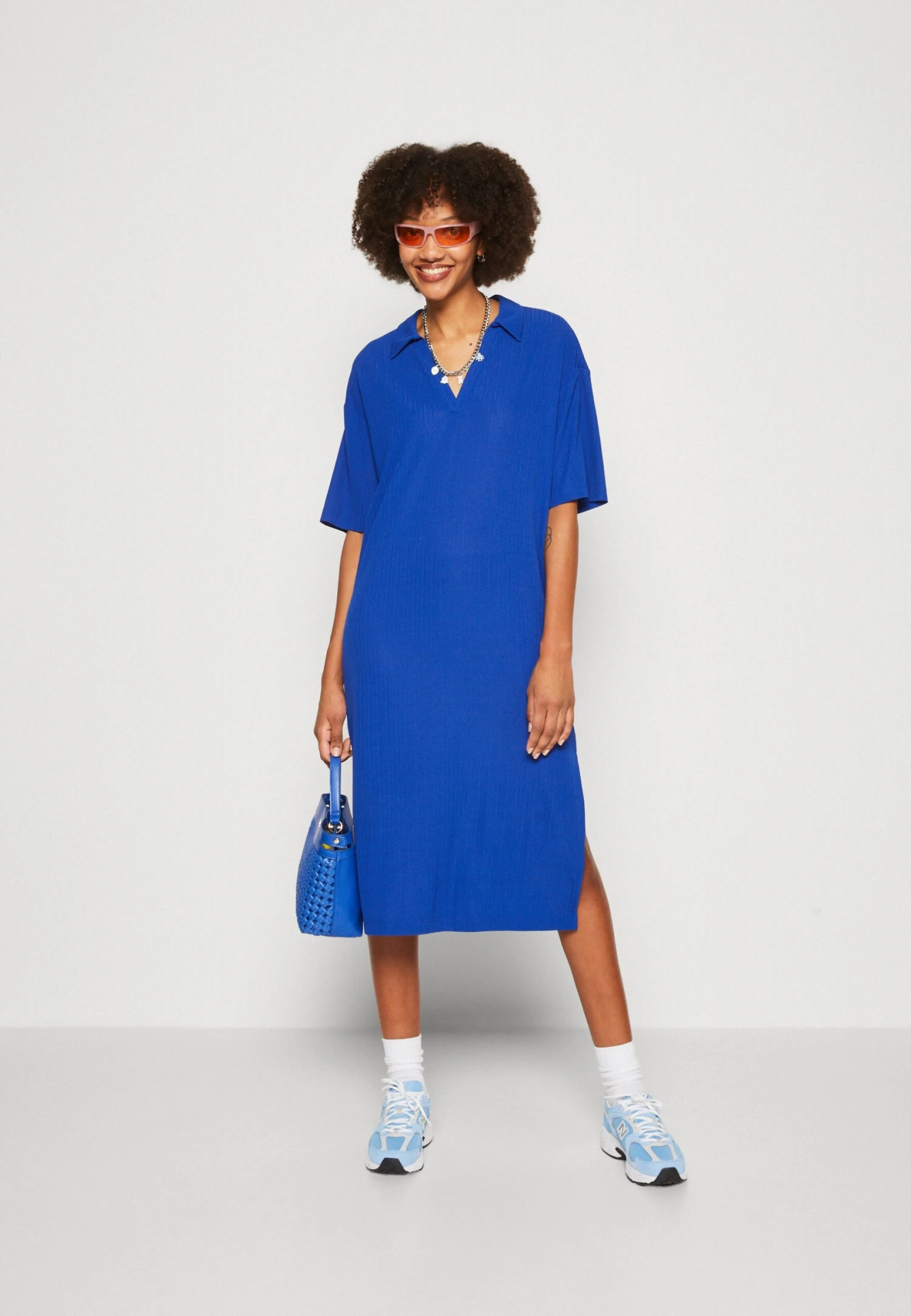 Monki Robe En Jersey - Bright Cobolt Blue – Image 2