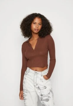 Even&Odd Long Sleeve Collar - T-Shirt À Manches Longues - Brown